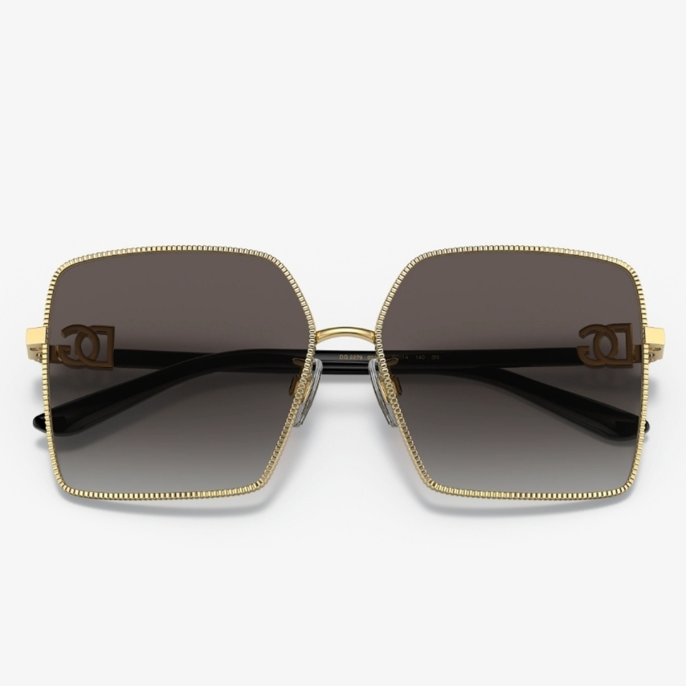Women's Dolce & Gabbana Gold Frame Sunglasses with Black Lenses